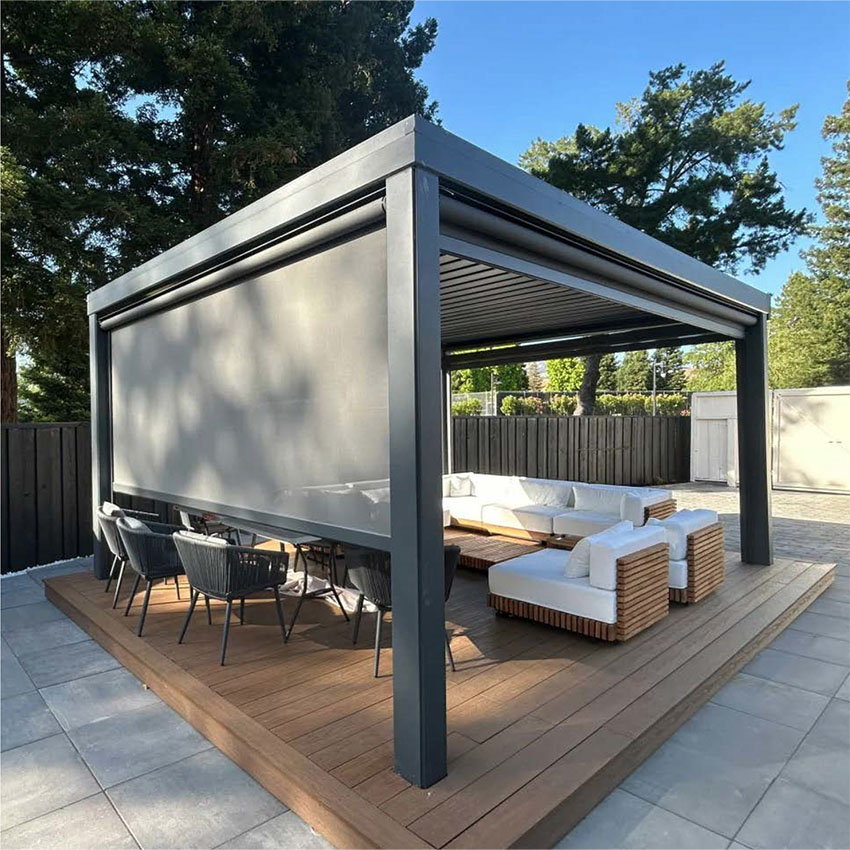 Waterproof Bioclimatic Aluminum Gazebo Garden Pavilion Outdoor Pergolas