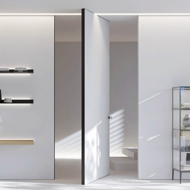 Architectural Aluminum Wood Pivot Door | Center & Offset-Pivot, Concealed Frame, Premium Finish