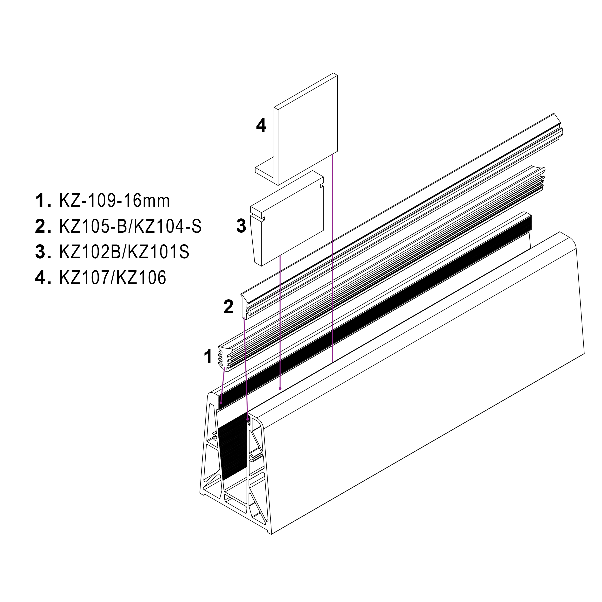 Premium Heavy-Duty Glass Railing Base KZ-300 | For 12mm & 16mm Extra-Strength Tempered Glass