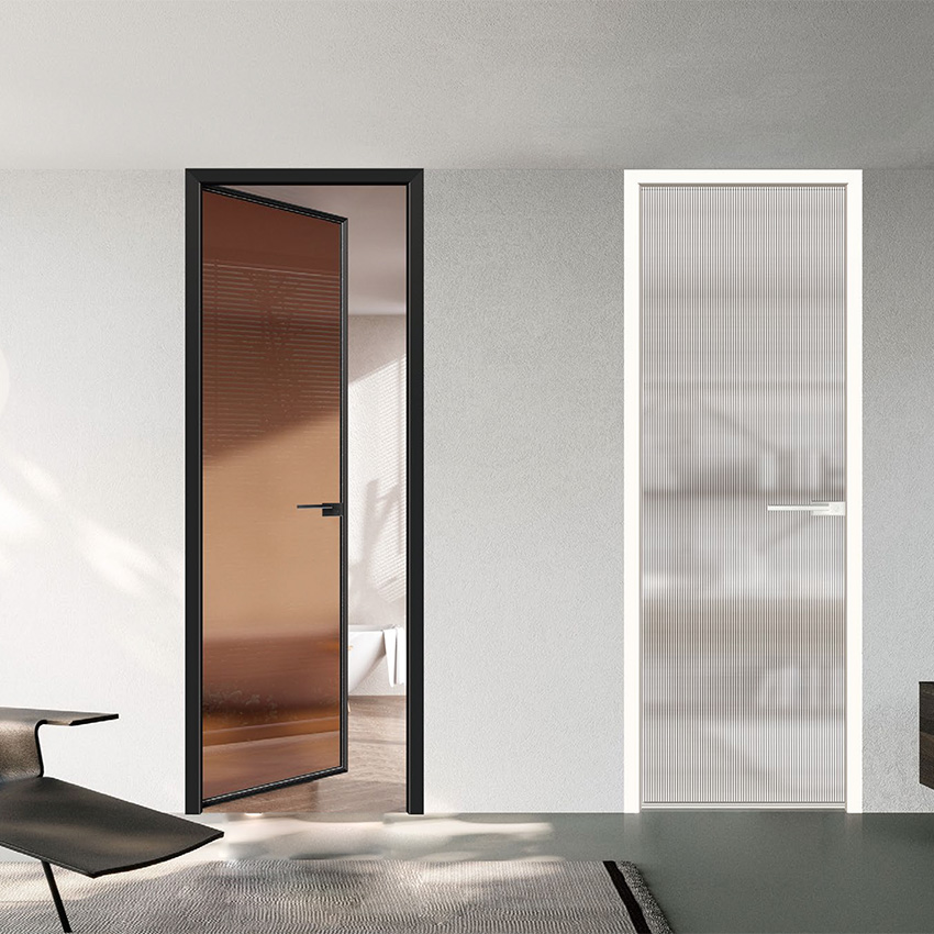 Modern Indoor Aluminium Extremely Narrow Frame Glass Swing Doors