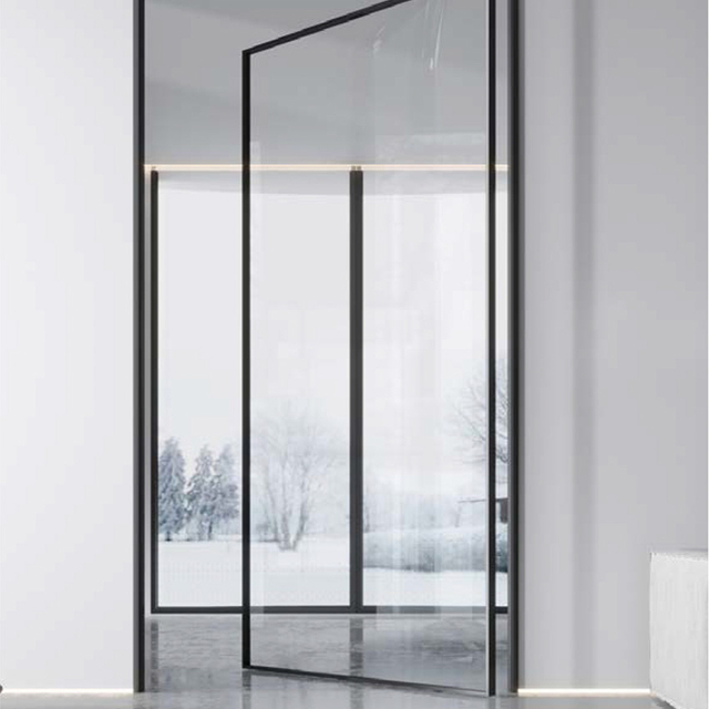 Luxury Villa Modern Aluminum Offset Pivot Glass Doors for Houses