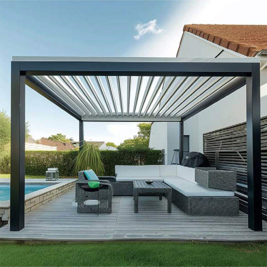 Waterproof Bioclimatic Aluminum Gazebo Garden Pavilion Outdoor Pergolas