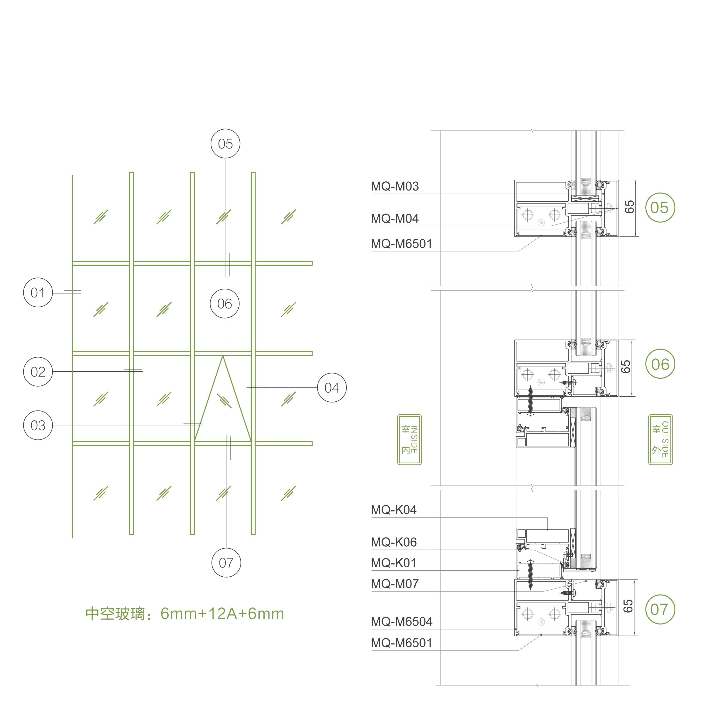 65 Series Economical Exposed Frame Curtain Wall System - Reliable & Cost-Effective Façade Solution for Large-Scale Projects