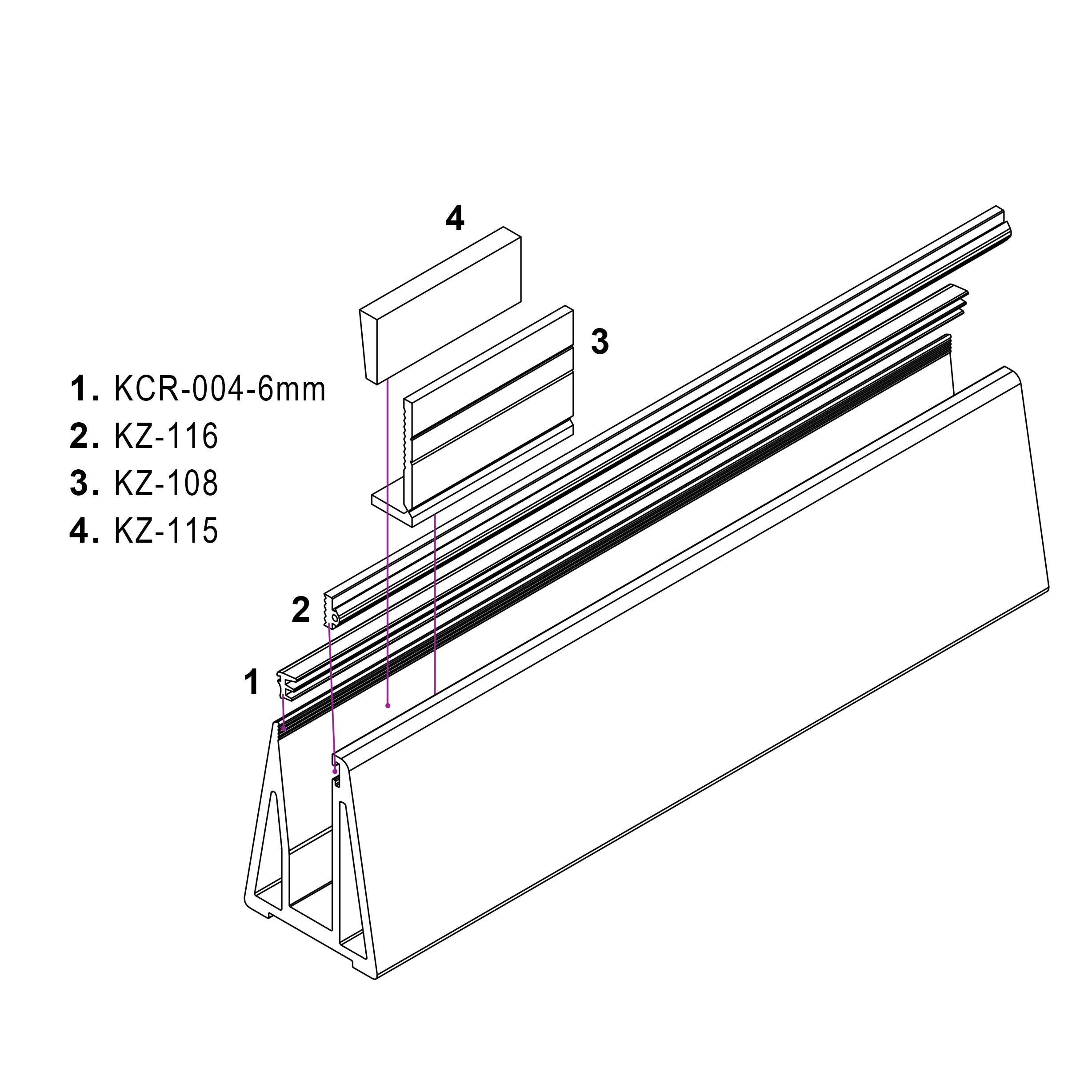Designer Low-Height Glass Railing Base KZ-600 | Perfect for Window Sills, Planters, and Interior Dividers