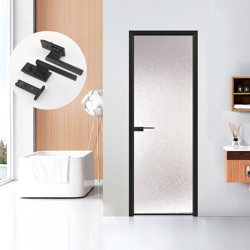 Modern Indoor Aluminium Extremely Narrow Frame Glass Swing Doors