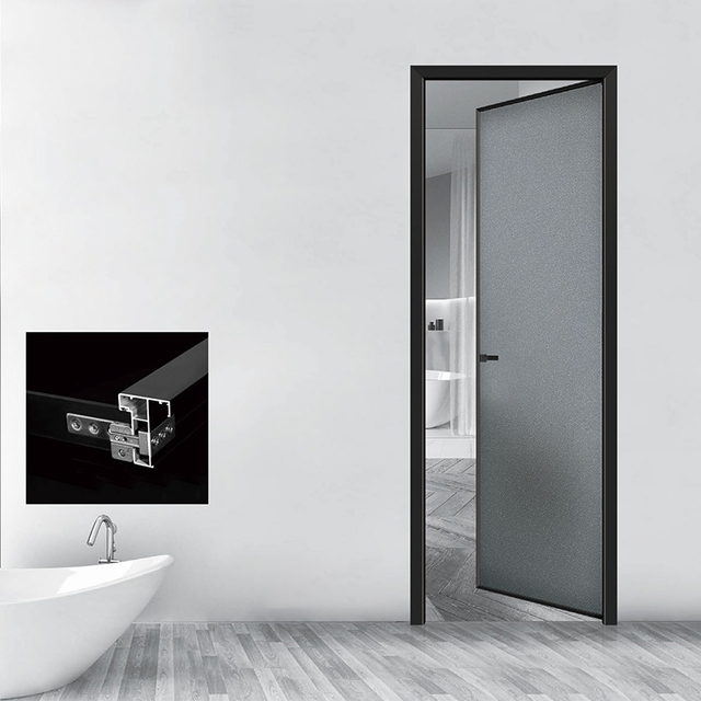 Modern Indoor Aluminium Extremely Narrow Frame Glass Swing Doors